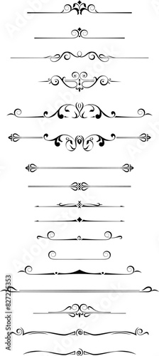 black and white set of delimiters for text, dividers