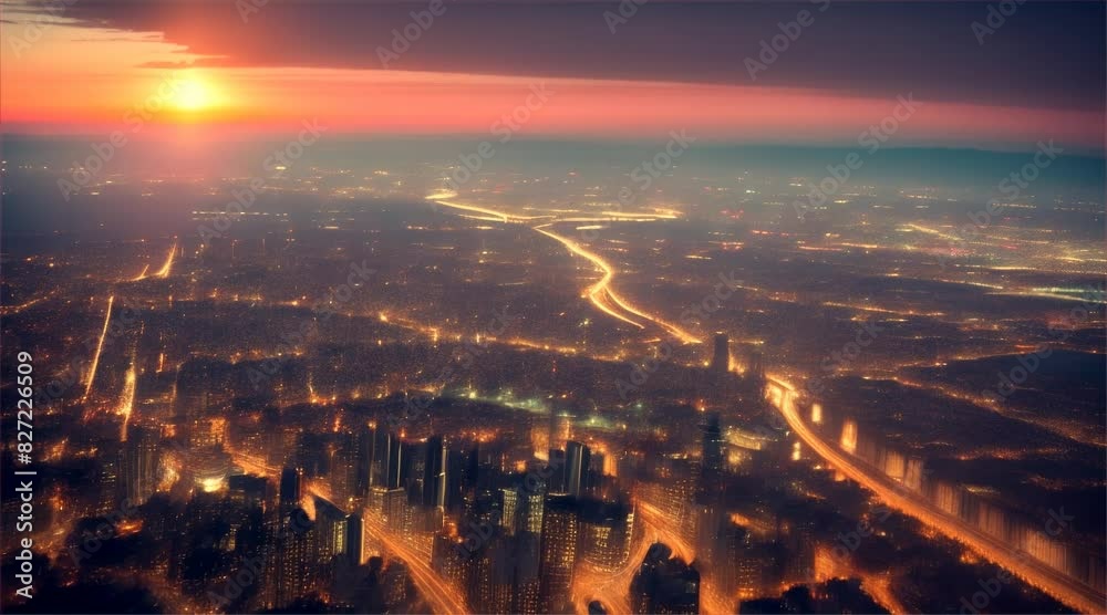 A beautiful city skyline with a bridge over the river at night A beautiful city skyline with a bridge over the river at night