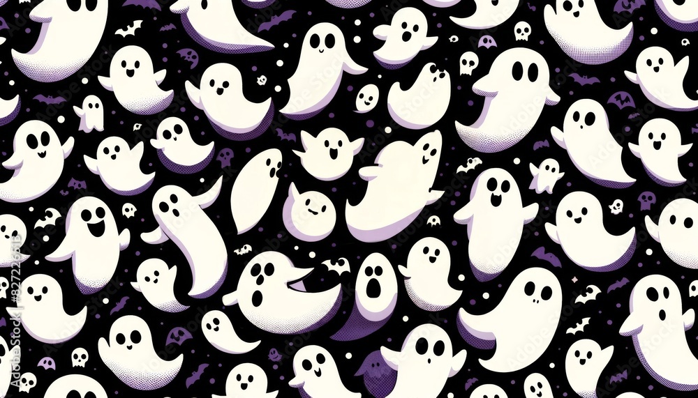 Fototapeta premium ハロウィンのお化けのパターン背景 壁紙
