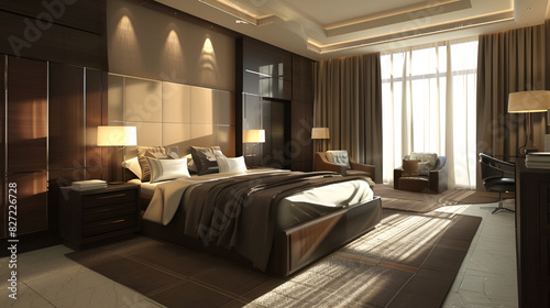 Modern design living room interior with beautiful view . 3D rendering,home interior modern beautiful apartment in new luxury locationm,luxury modern style bedroom, Interior of a hotel bedroom  © samar