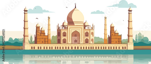 Taj Mahal in Agra, Uttar Pradesh, India. Vector illustration