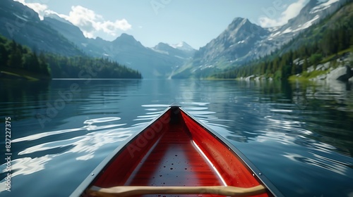 A canoe gliding across a glassy lake © Be Naturally