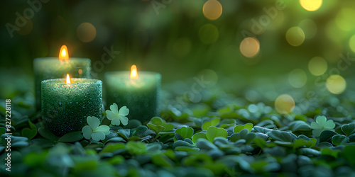 candle on the grass, Glowing candle illuminates nature romance symbolizing spirituality and love generated by artificial intelligence