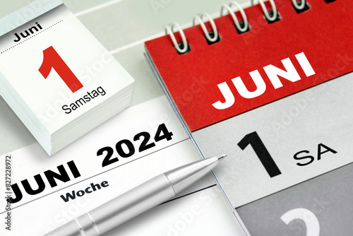 Deutscher Kalender Datum 1. Juni  2024 mit Kugelschreiber photo