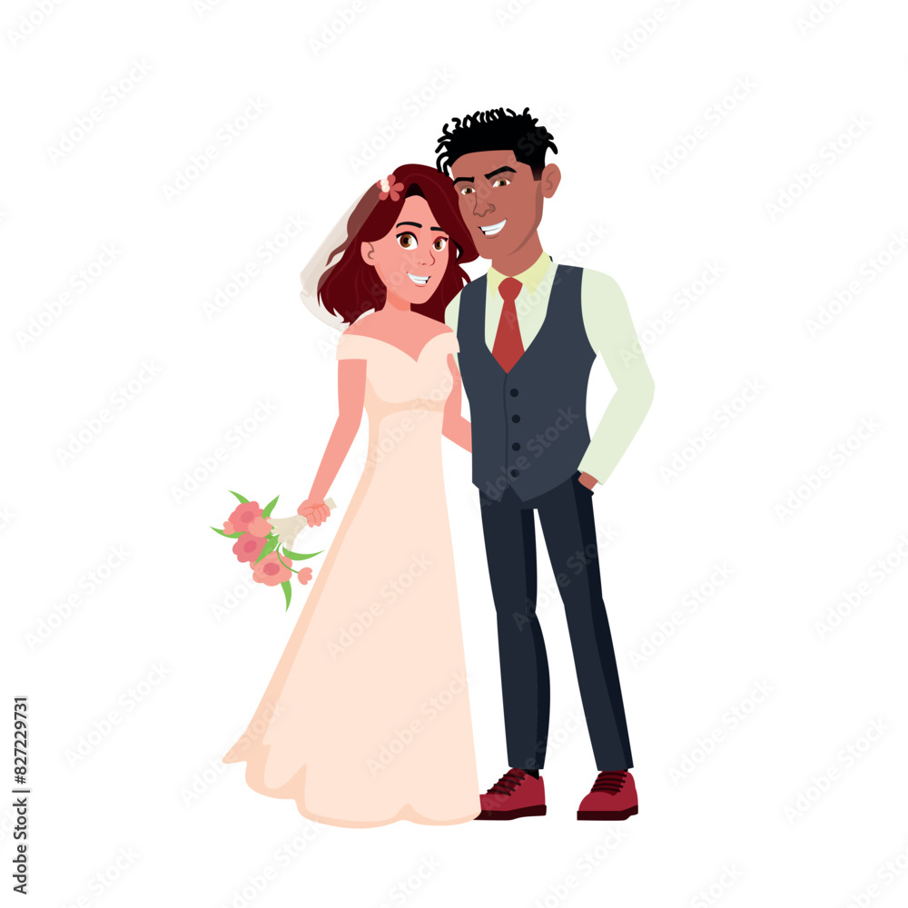 Bride and groom. Interracial couple. Black guy and white girl Bride and groom. Interracial couple. Black guy and white girl