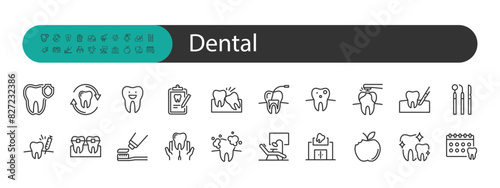 set of dental icons, dentist, teeth, oral care