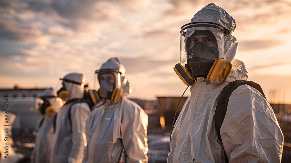 United Stance of Skilled Construction Workforce in Protective Gear Silhouetted Against Dramatic Sunset United Stance of Skilled Construction Workforce in Protective Gear Silhouetted Against Dramatic Sunset