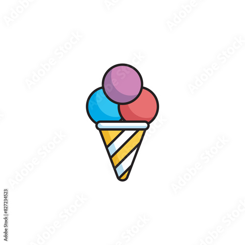 Cone Ice Cream icon design with white background stock illustration