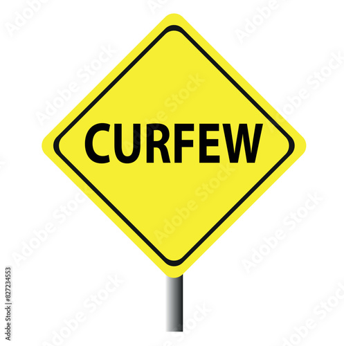 curfew - stay at home. Red grunge rubber stamp vector illustration