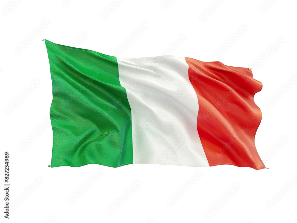 Obraz premium 3D illustration Italy flag on white isolated background PNG