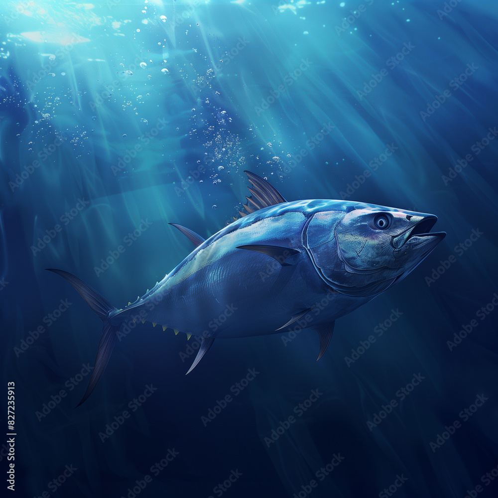 Naklejka premium Tuna fish swimming in the ocean water