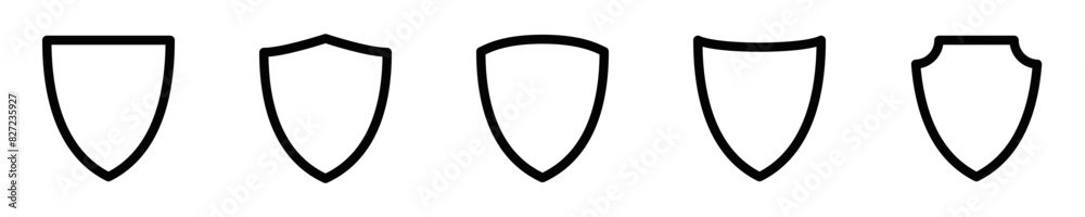 Shield icon set. Outline vector. Editable stroke. Shield icon set. Outline vector. Editable stroke.