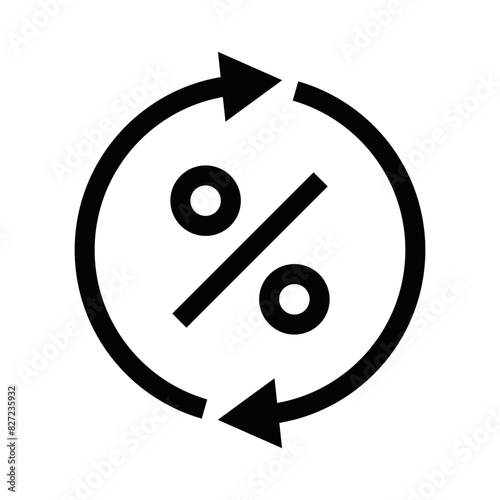 Round rate exchange icon. Exchange Rate sign. Percentage symbol. Editable stroke.