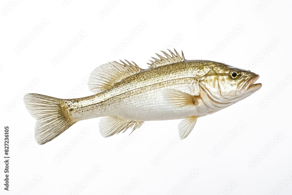 White Bass Fish Isolated on White Background White Bass Fish Isolated on White Background