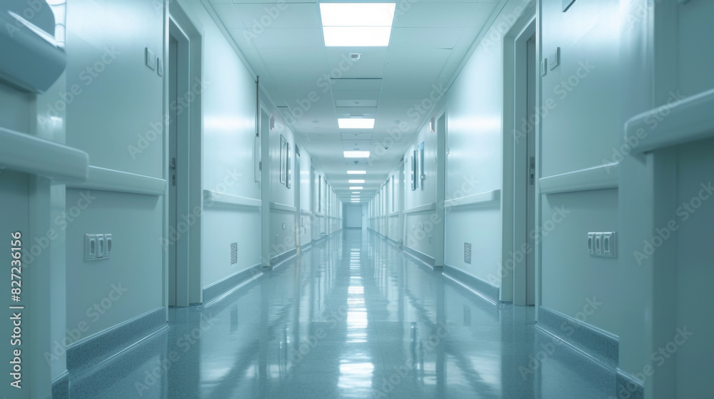 Busy hospital corridor with doctor and patient in motion blur. Busy hospital corridor with doctor and patient in motion blur.