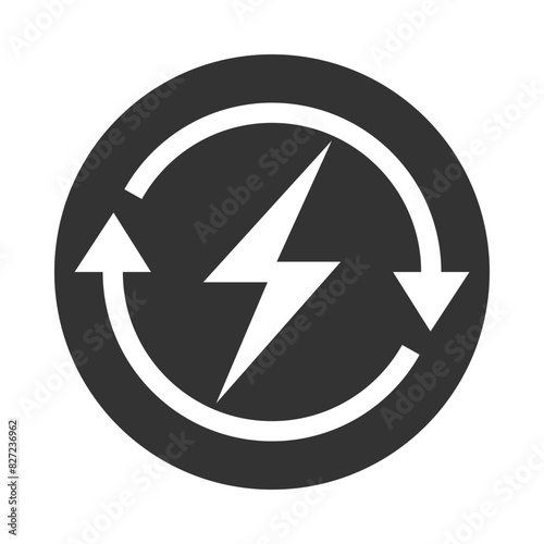 Renewable energy graphic icon. Renewing electrical energy sign isolated on white background. Vector illustration