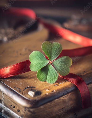 four leaf clover and the ribbon