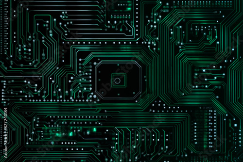 Green circuit board background, Electronic computer hardware technology, Top view