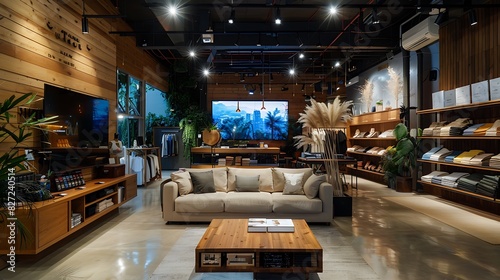 Retail store showcasing a large  statement display  realistic interior design