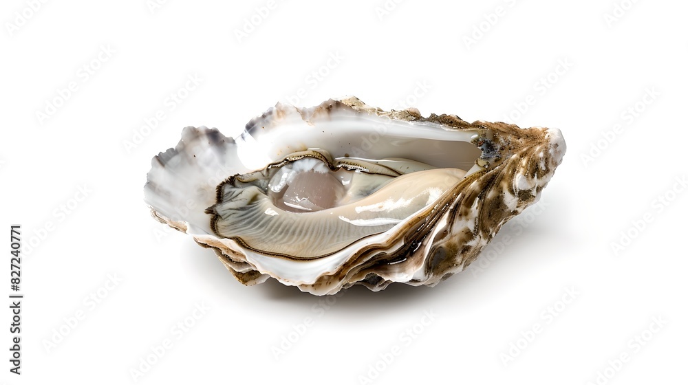Close-up of an open oyster shell with a pearl inside. Beautiful representation of nature and marine life. AI Close-up of an open oyster shell with a pearl inside. Beautiful representation of nature and marine life. AI