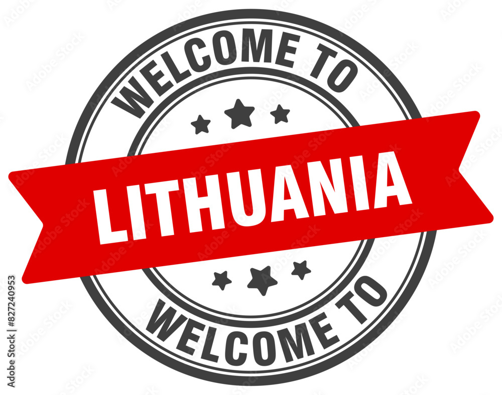 Welcome to Lithuania stamp. Lithuania round sign Welcome to Lithuania stamp. Lithuania round sign