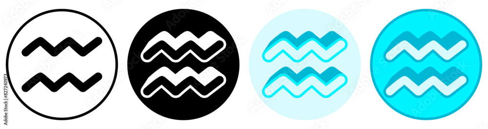 set trendy Aquarius symbol. Aquarius Astrology horoscope sign pictogram design vector illustration set trendy Aquarius symbol. Aquarius Astrology horoscope sign pictogram design vector illustration