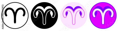 set trendy Aries symbol. Aries Astrology horoscope sign pictogram design vector illustration