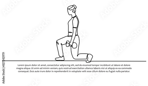 Continuous one line design of stretching using barbells.Minimalist style vector illustration on white background.