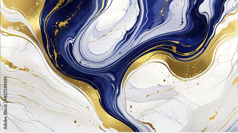 Abstract Marble Wave Acrylic Background. white and blue Marble Texture with golden Ripple Pattern. Abstract Marble Wave Acrylic Background. white and blue Marble Texture with golden Ripple Pattern.