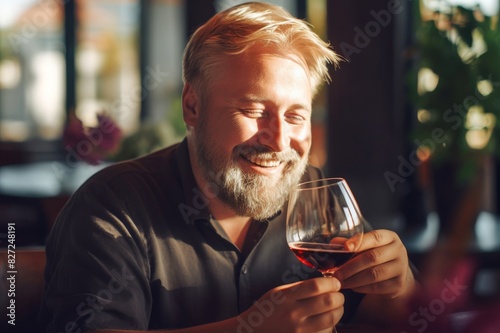 smiling man with wineglass