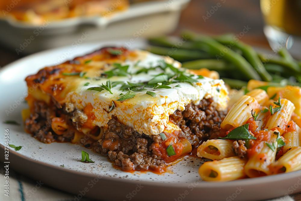 Lasagna with pasta and green beans Lasagna with pasta and green beans