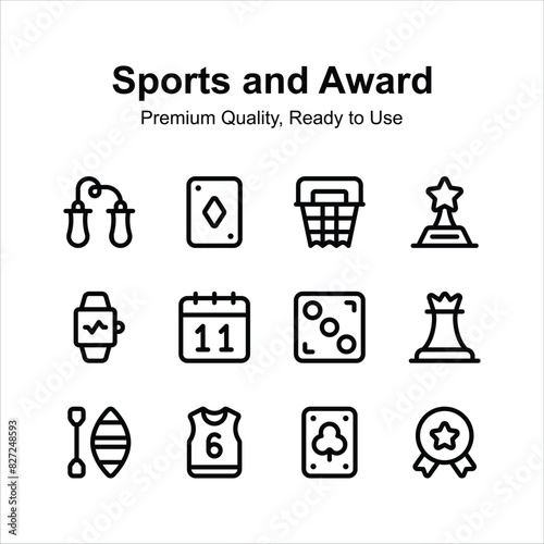 Sports, games and awards icons set, ready to use vectors