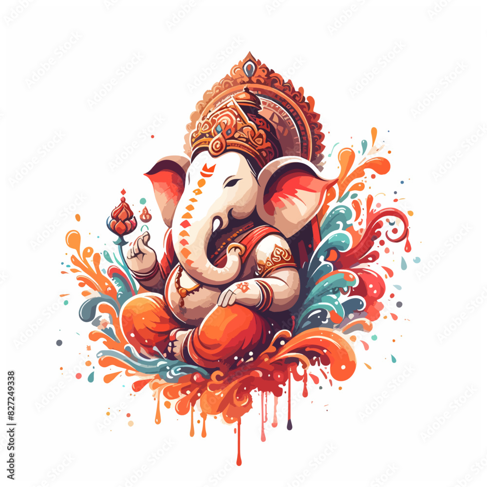 Illustration of Ganesha for Ganesh Chaturthi puja