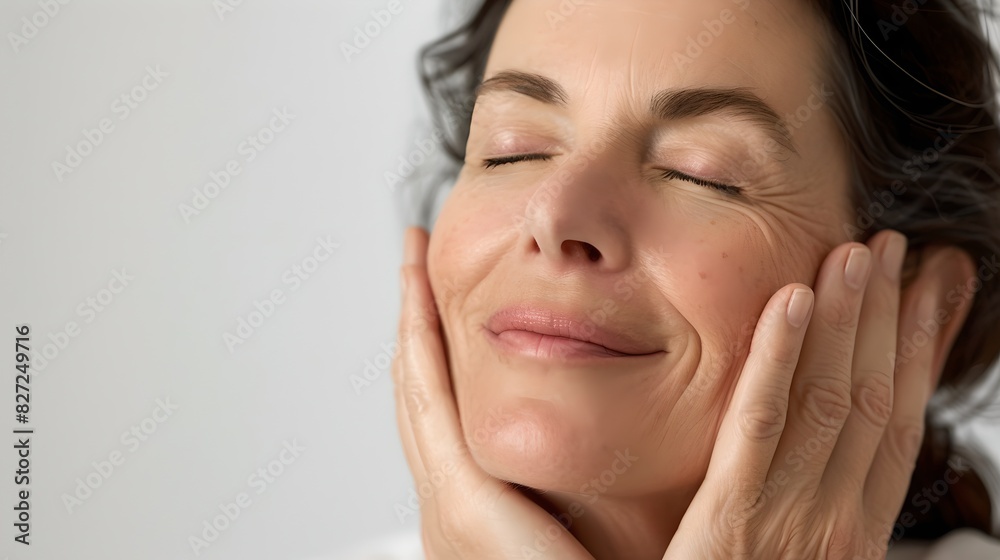 Serene woman enjoying a tranquil moment. Close-up portrait perfect for wellness and beauty concepts. AI Serene woman enjoying a tranquil moment. Close-up portrait perfect for wellness and beauty concepts. AI