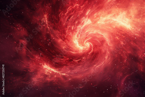 A red swirl of space with stars and dust