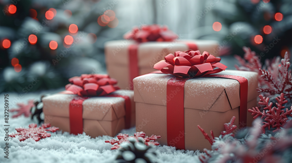 Festive Christmas gifts 3d-render wrapped packages on white background Festive Christmas gifts 3d-render wrapped packages on white background