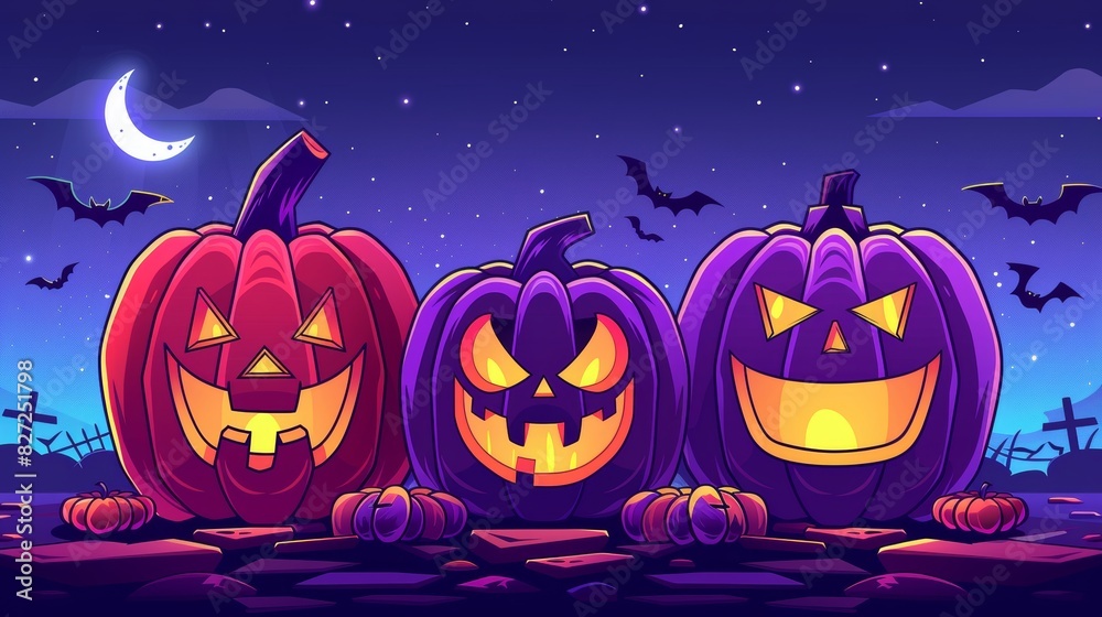Spooky halloween themed dark artistic background with bats, pumpkins, and haunted house for sale Spooky halloween themed dark artistic background with bats, pumpkins, and haunted house for sale