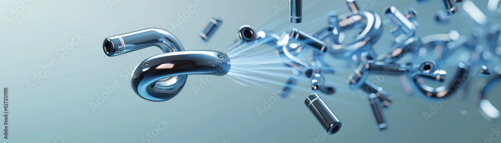 Rendering of a magnet attracting metal objects to demonstrate magnetic forces Rendering of a magnet attracting metal objects to demonstrate magnetic forces