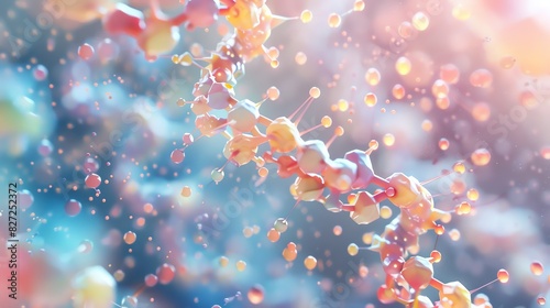 Closeup of a 3D rendering showing the process of polymerization