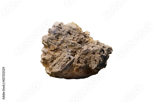 Raw phosphate mineral rock specimen isolated on white background.  photo