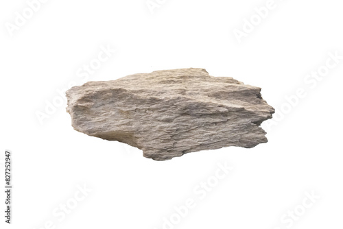 Raw talc mineral rock specimen isolated on white background.