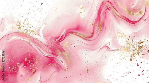 solid white background with red pink color swirl