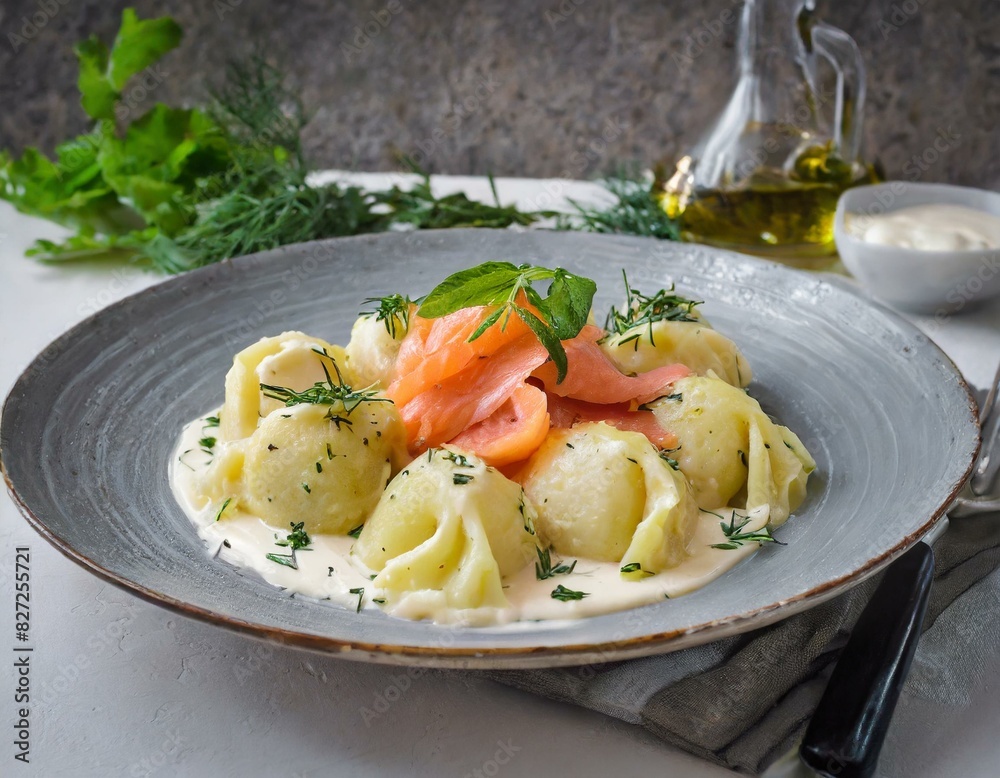 Maultaschen mit Lachs und Sahnesauce Maultaschen mit Lachs und Sahnesauce