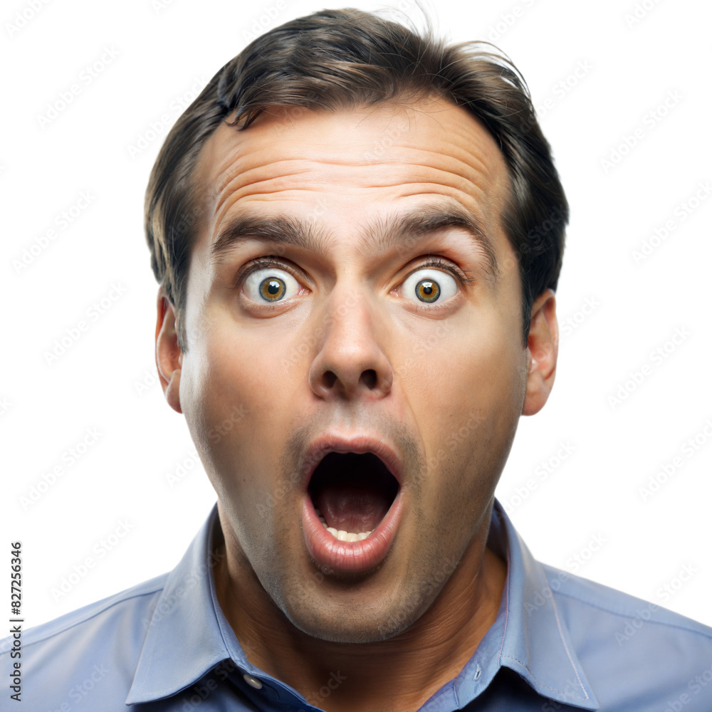 Surprised Man with Raised Eyebrows: A close-up portrait of a man with raised eyebrows and an open mouth, displaying shock and awe.
Surprised Man with Raised Eyebrows: A close-up portrait of a man with raised eyebrows and an open mouth, displaying shock and awe.