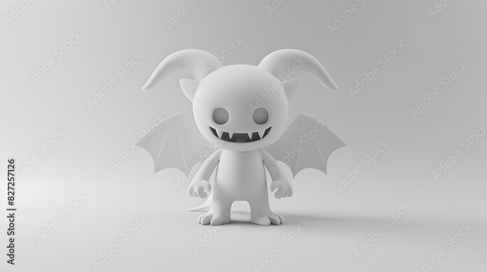 Captivating 3D Demon Figure Anime Inspired Mischievous Creature on Minimalist Background Captivating 3D Demon Figure Anime Inspired Mischievous Creature on Minimalist Background