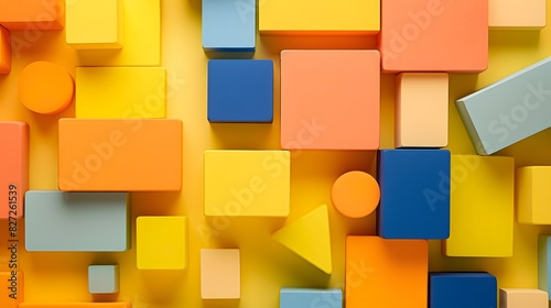 Colorful Geometric Blocks Pattern, Perfect for Modern and Vibrant Mockup Designs photo