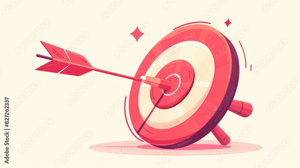 A dart arrow has pinpointed the bullseye of the target embodying the essence of business finance success and achievement This cartoon 2d icon showcases the concept in a charmingly simple car A dart arrow has pinpointed the bullseye of the target embodying the essence of business finance success and achievement This cartoon 2d icon showcases the concept in a charmingly simple car