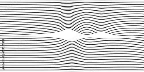 horizontal line. two blend of black lines vector isolated on white background with waves style or wavy effect. opened on center view illustration. Black-and-white bg