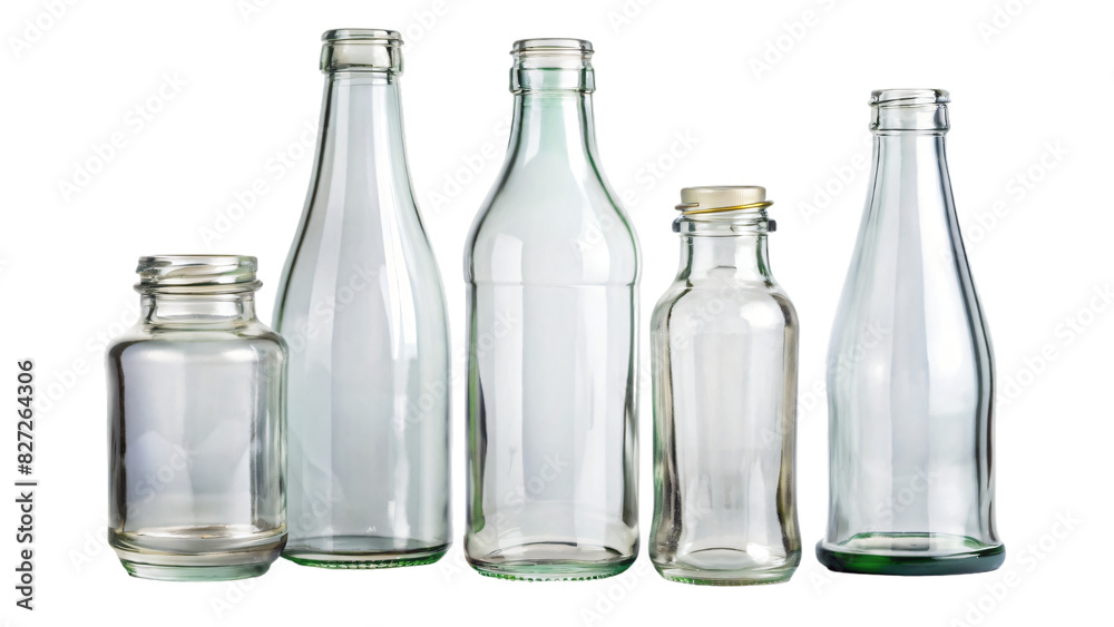 Empty bottles rests on its side, casting a faint reflection on a clean, white background Empty bottles rests on its side, casting a faint reflection on a clean, white background