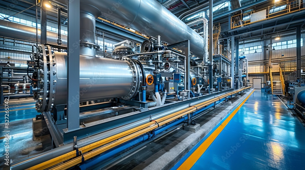 Industrial Pipes and Machinery in a Modern Factory Industrial Pipes and Machinery in a Modern Factory